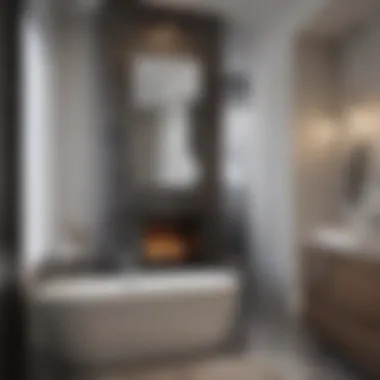 Modern Elegance Elegant small wall fireplace design in a modern bathroom