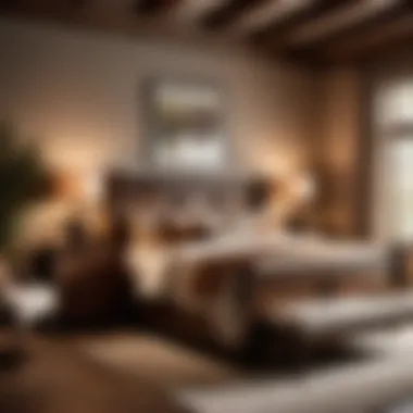 Ambient Lighting Complementing Rustic Elegance Soft Lighting Enhancing Rustic Brown Furniture Ambiance