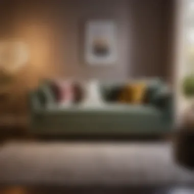Ambient Glow Soft lighting highlighting a sleek sofa in a guest room setting