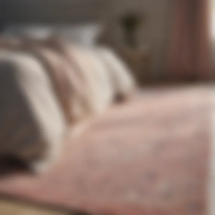 Bedroom rug in soft pastel colors adding warmth