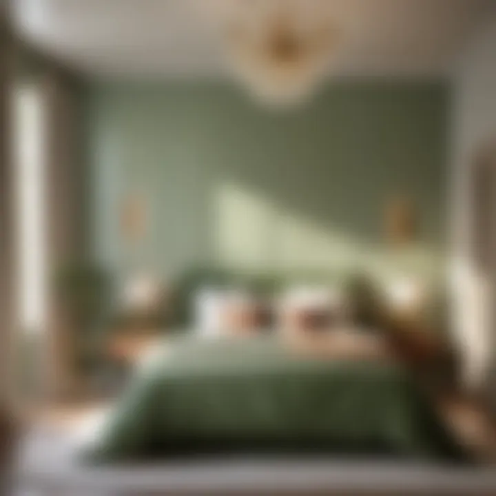 Serene Sage Green Oasis Soft Sage Green Paint Color in Bedroom Setting
