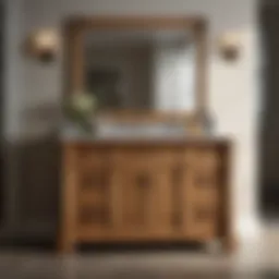 Elegant solid oak bathroom vanity showcasing intricate craftsmanship.