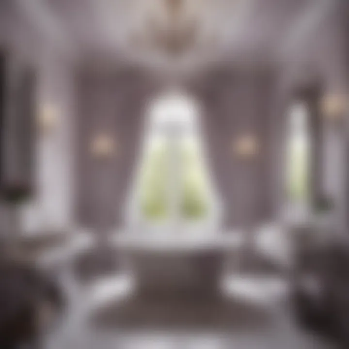 Soothing Elegance - Bathroom adorned in Soft Lavender Hues and Crystal Fixtures