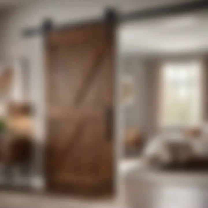 Sophisticated bedroom decor enhanced by barn door charm