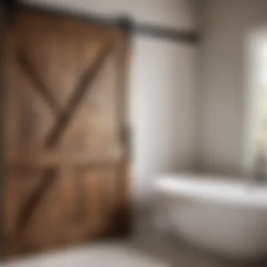 Modern bathroom with rustic barn door