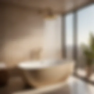 Sleek Shower Head Complementing Beige Bathtub Chic Beige Bathtub with Stylish Shower Head