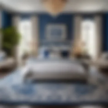 Elegant blue and white rug with intricate floral patterns