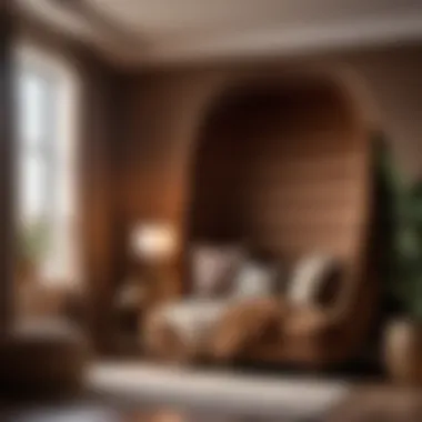 Cozy reading nook in a brown-themed bedroom