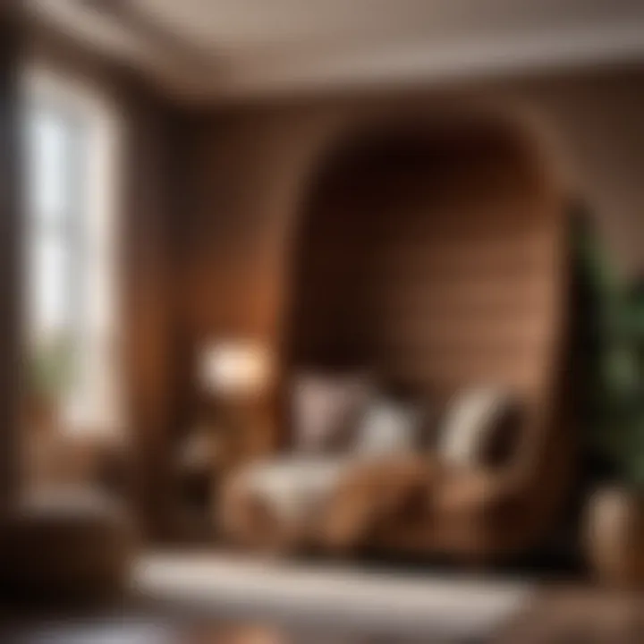 Cozy reading nook in a brown-themed bedroom