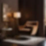 Elegant brown bedroom with plush velvet accent chair