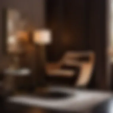 Elegant brown bedroom with plush velvet accent chair