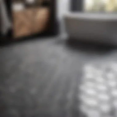 Chic Hexagon Tiles Sleek gray ceramic hexagon bathroom floor tiles