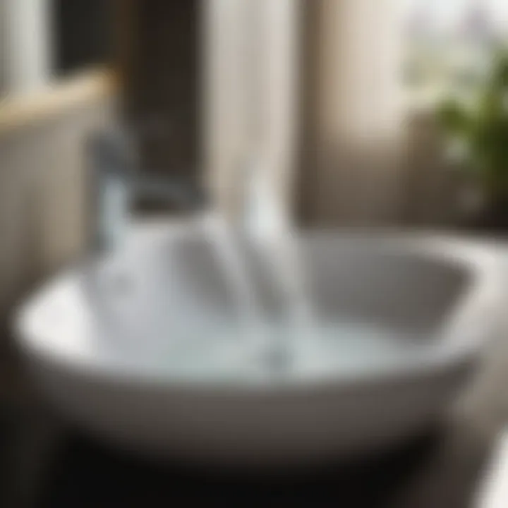 Crystal Elegance in Water Flow Elegant Kohler faucet with crystal-clear water flow