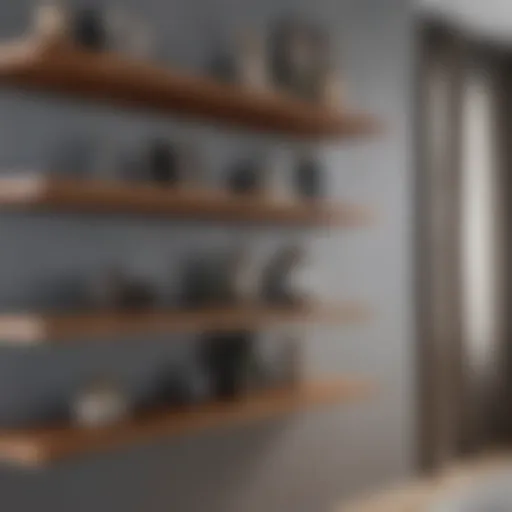 Elegant Wooden Shelves Elegant wooden shelves in a modern bedroom
