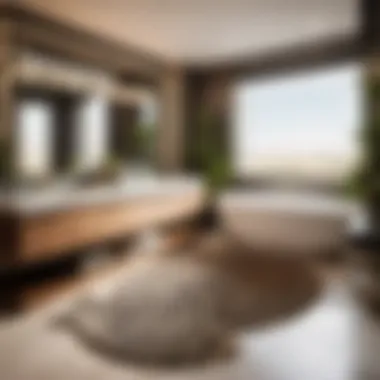 Modern Elegance with Zebra Print Rug Zebra print rug adding a touch of sophistication to a modern bathroom