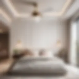 Elegant white bedroom ceiling fan in a modern setting