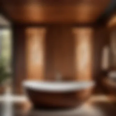 Elegant Wood Paneling in Spa-Inspired Bathtub Design Spa-Inspired Drop-In Bathtub Design with Wood Paneling