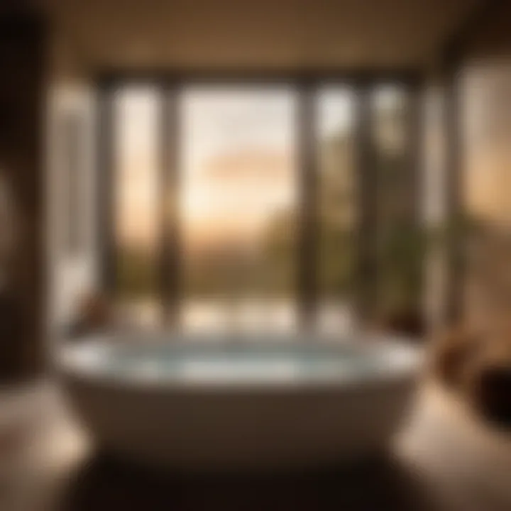 Spa-like Atmosphere with Kohler Air Bath Tub in Dimly Lit Bathroom