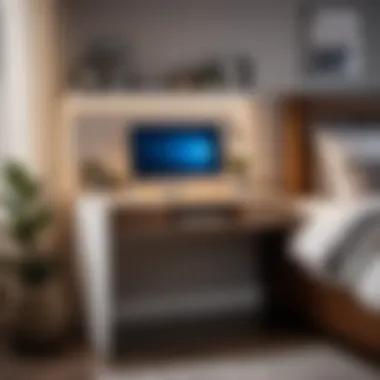 Space-Saving Functionality Space-saving compact mini desk with integrated storage