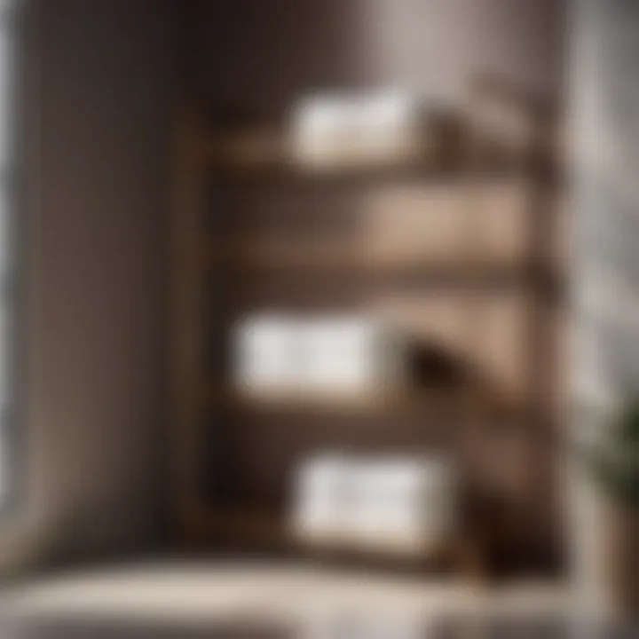 Minimalistic Storage Solution Space-saving freestanding towel shelf with minimalist design