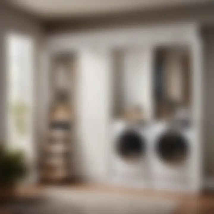 Space-saving laundry closet cabinet with hidden storage