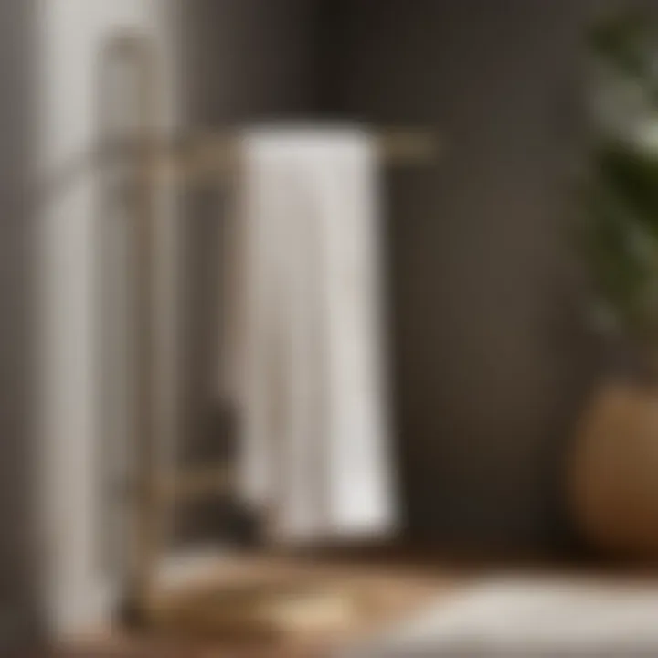 Space-saving towel stand with minimalist design