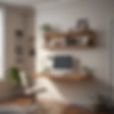 Space-saving wall-mounted desk with integrated storage shelves