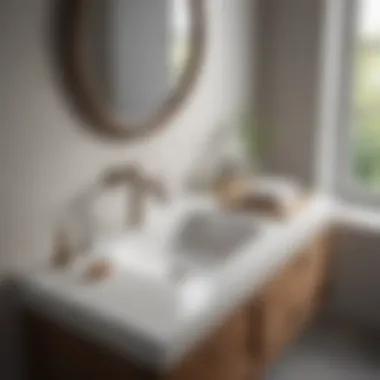 Spacious drop-in bathroom sink with ample countertop space