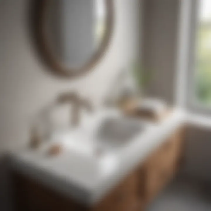 Spacious drop-in bathroom sink with ample countertop space