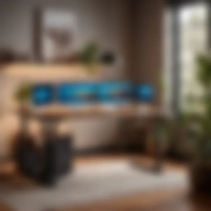A spacious electric standing desk with integrated storage compartments