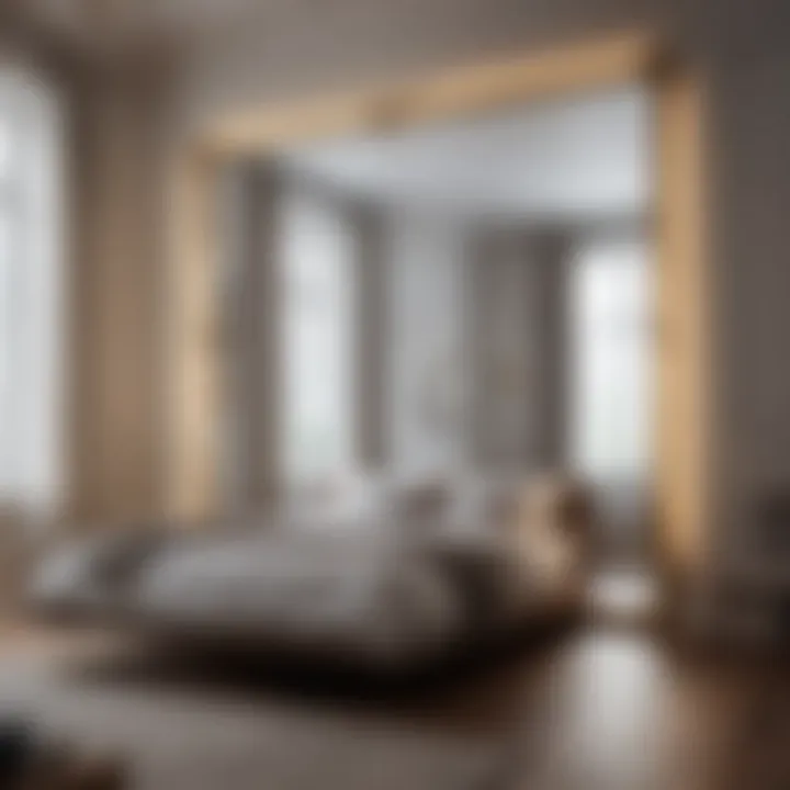 Spacious illusion created by long mirror with lights
