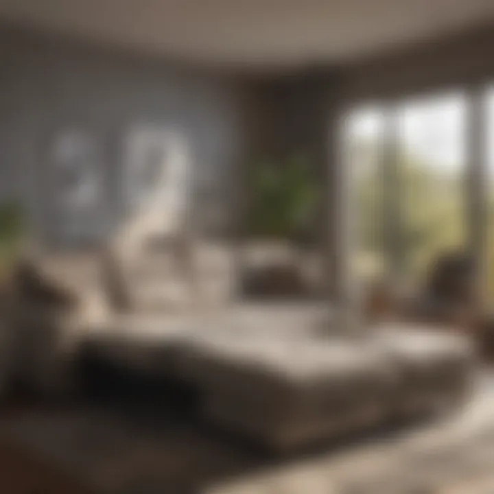 Spacious sleeper sectional with memory foam mattress in lounge setting