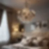 Glimmering Crystal Chandelier Reflecting Light in Bedroom