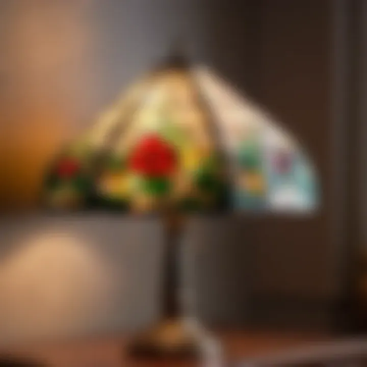 Stained Glass Bedroom Lamp with Floral Motif