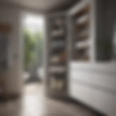 Enhanced Storage Solutions Storage solutions enhancing the functionality of a bathroom closet.