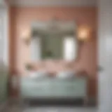 A serene bathroom painted in soft pastel hues that reflects light beautifully.