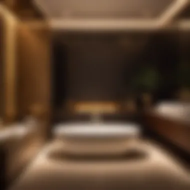 Strategically placed lighting highlighting the beauty of a two-piece bath