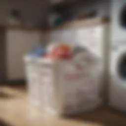 A neatly organized laundry basket with colored and white clothes separated