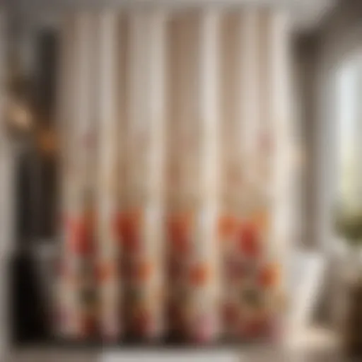 Elegant floral shower curtain in a luxurious bathroom