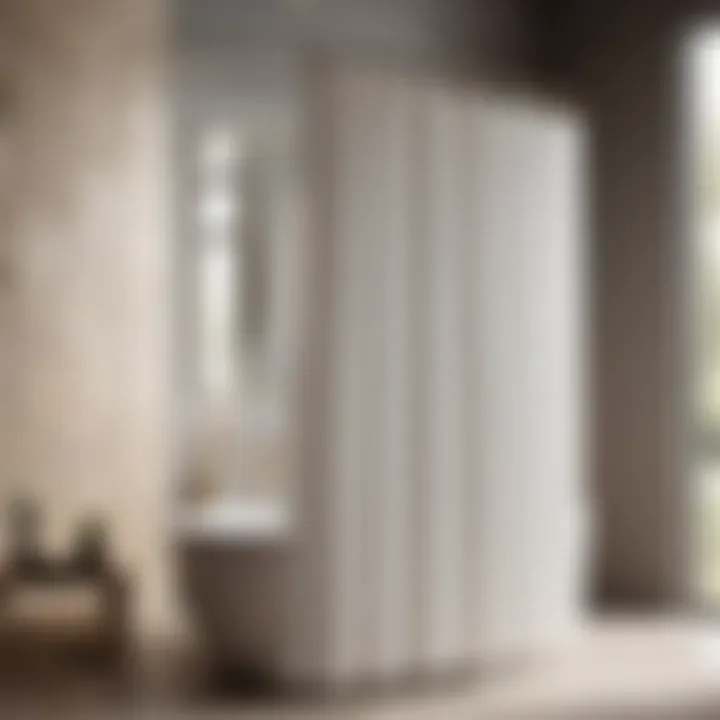 Minimalist geometric pattern shower curtain in a modern bathroom