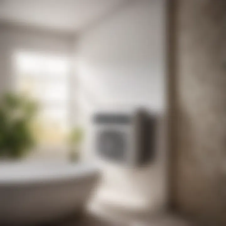 Efficient Cooling Solution for Bathroom Comfort Close-up of air conditioner unit in a stylish bathroom