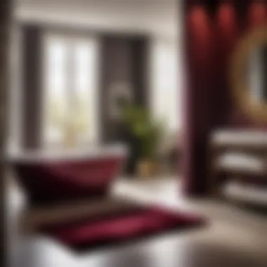 Sophisticated Ambiance Stylish Bathroom with Burgundy Rug Accents
