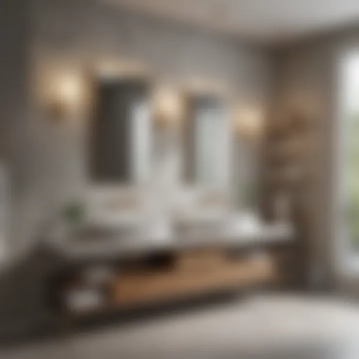 Stylish bathroom scene illustrating customization options for vanities and linen towers