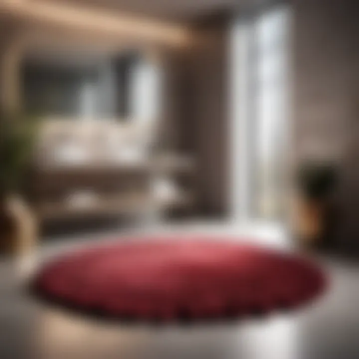 Stylish bathroom rug with fringe accentuating contemporary bathroom setting