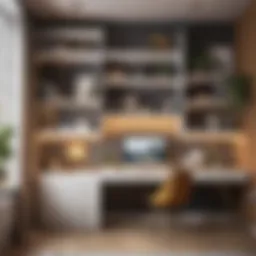 Stylish bedroom decor with integrated bookshelf desk