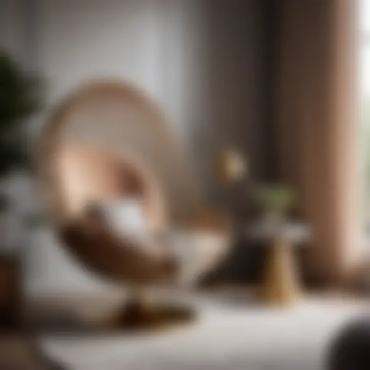 Stylish bedroom decor featuring small egg chair