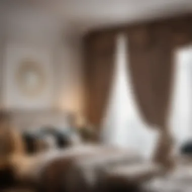 Stylish bedroom decor with lined curtains