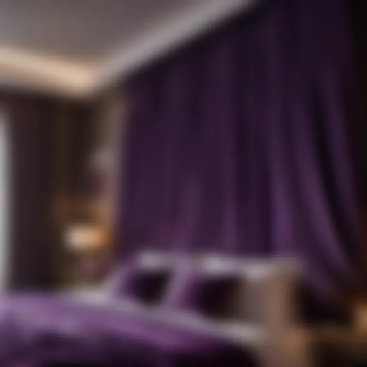 Stylish bedroom setting showcasing the elegance of short purple curtains