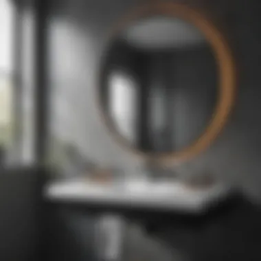 Stylish Focal Point Stylish black metal framed mirror as focal point in bathroom