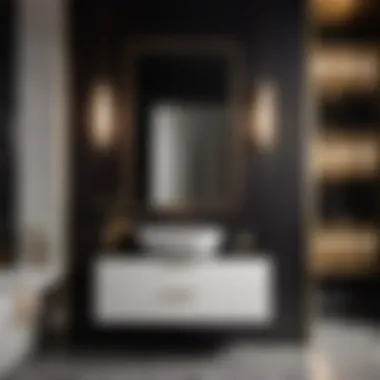 Stylish Black & White Chic black and white bathroom vanity cabinet in a stylish bathroom